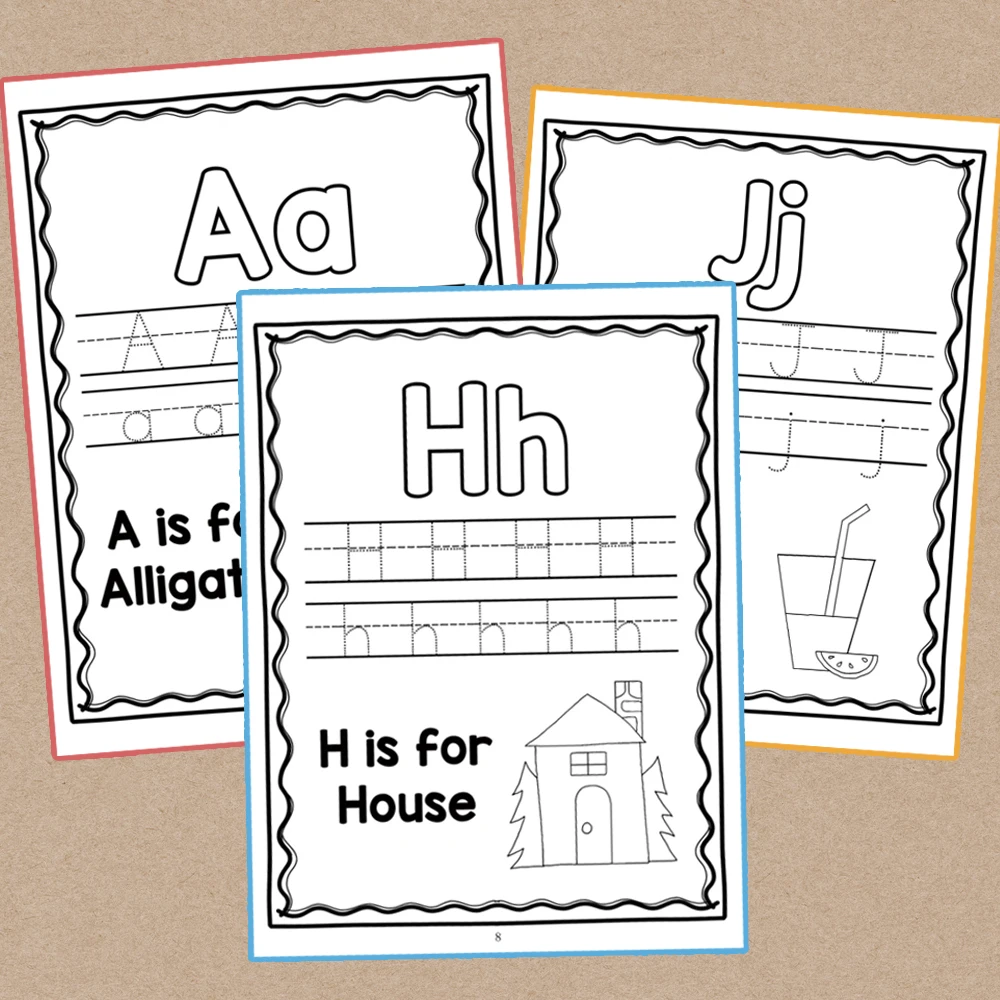 文字 A-Z アルファベット トレース練習ワークブック 幼稚園 幼稚園 手紙の書き方 塗り絵 モンテッソーリ