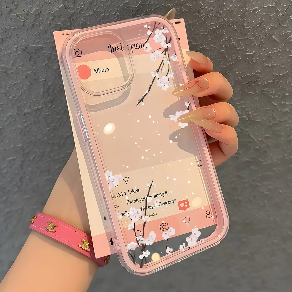 Kirschblütenmuster 2-in-1 Transparente Handyhülle für Samsung Galaxy S26 Ultra S25 S23 S24 S22 Plus A57 A37 A55 A54 A36 A35 A16 Cover – Detail 7