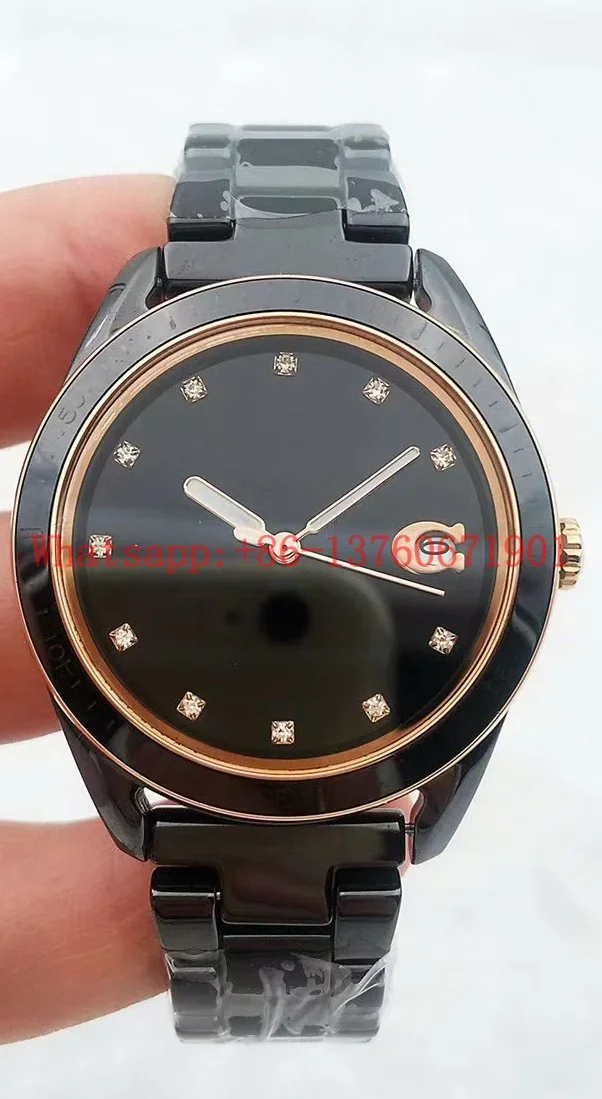 Luxury New Quartz Watch Men Stainless Steel Rose Gold Ceramic Black White Lady Fashion Ceramica Watches