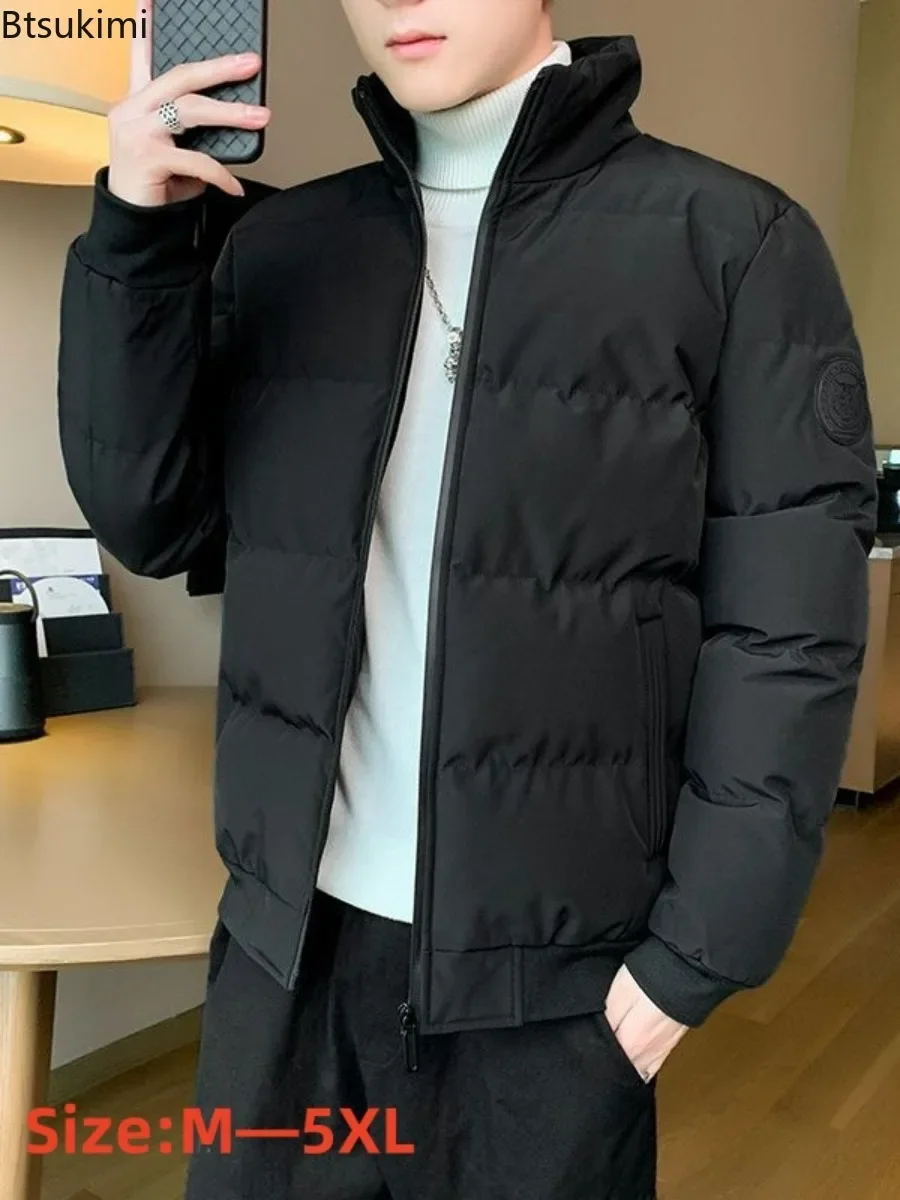 2024 Herren dicke warme Parkas Herbst Winter feste Baumwolle Jacke Mantel Stehkragen verdicken kurze Parkas Männer Wintermantel Parkas 5xl