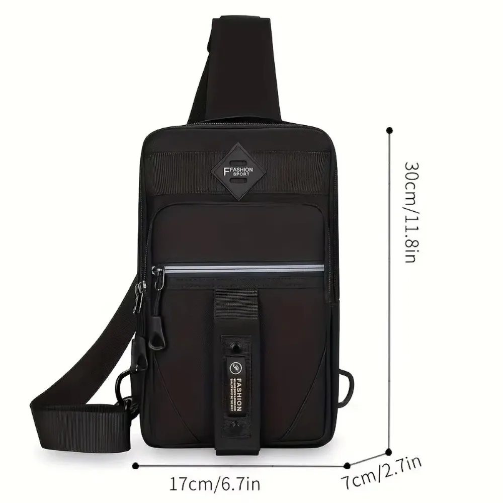 

Durable Nylon Chest Bag Multi-Functional Water-Resistant Crossbody Bag Multiple Compartments Adjustable Strap Shoulder Bag Men