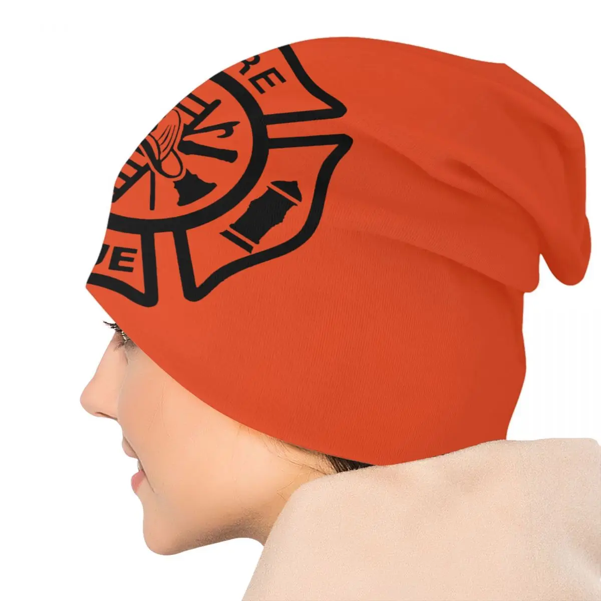 Custom Fire Rescue Firefighter Skullies Beanies Caps Unisex Winter Warm Knitting Hat  Fireman Bonnet Hats Outdoor Ski Cap