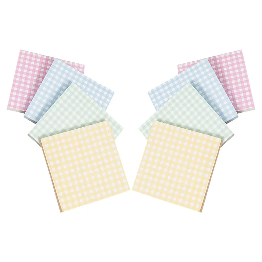 8Pcs Tearable Sticky Memo Pads Square Grid Adhesive Notes Cute Writing Pads Meeting Office Classroom School Supplies