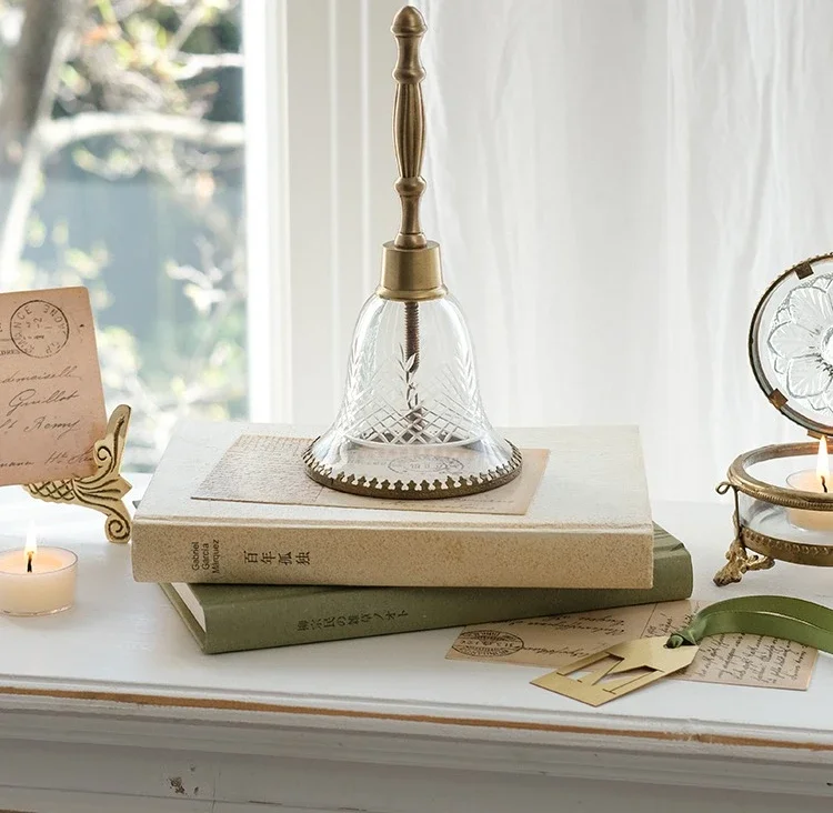 India imported brass glass hand crank called dinner bell retro light luxury high-end bell