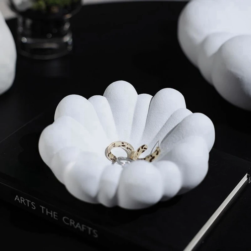 Cute Cloud Shaped Concrete Tray Silicone Mold Round Gypsum Storage Tray Plaster Jewelry Display Plate Home Decoration Molds