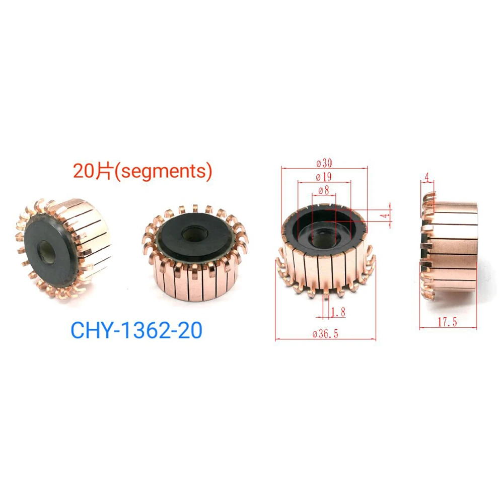 Car Commutator Motor Commutator Car Repair Shop 1PC 20P Teeth 8x30x17.5（17.5）Mm Copper Tone/Black Silver Copper