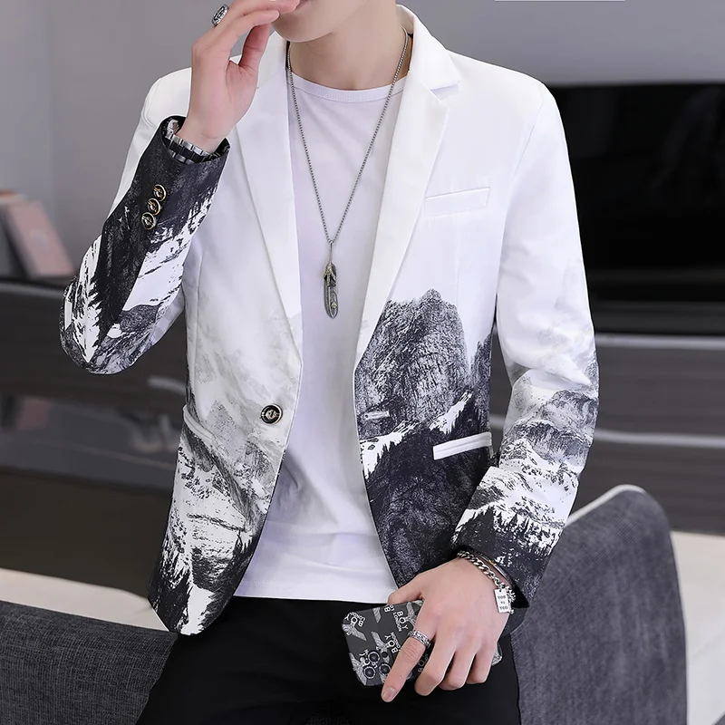 

2024 Autumn Blazer Masculino Long Sleeve Casual Slim Suit Jacket Wedding Business Dress Coat Street Wear Social Men Clothing