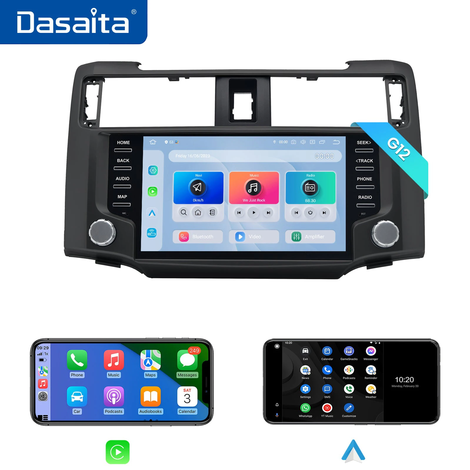 

Dasaita для Toyota 4Runner 2010-2022, серебристый Qualcomm 665 9 дюймов, QLED экран, черный беспроводной Carplay, Android, автомобильное радио, автомобильная стереосистема