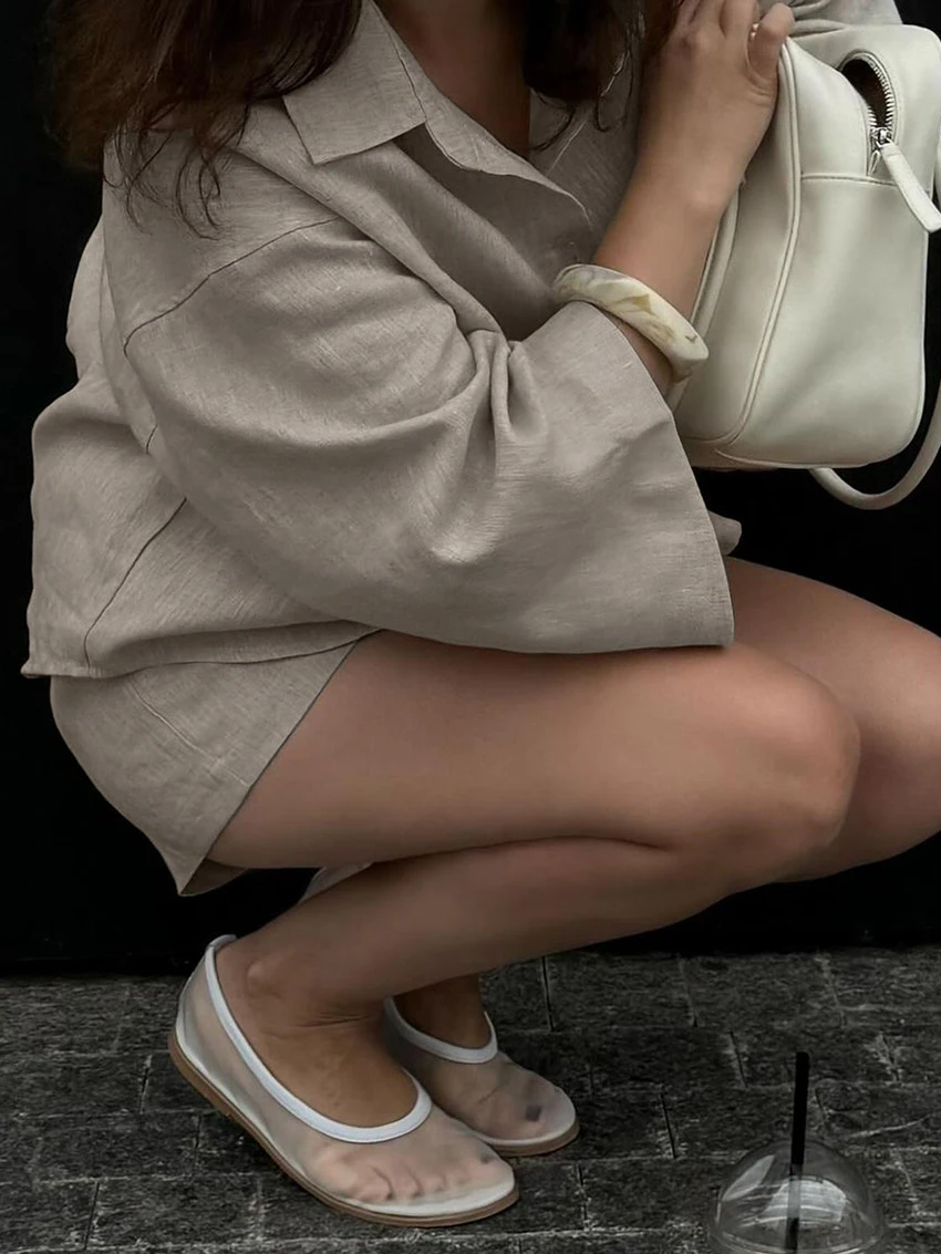 Marthaqiqi Loose Ladies Sleepwear Suit Long Sleeve Nightgowns Turn-Down Collar Nightwear Shorts Casual Female Pajama 2 Piece Set