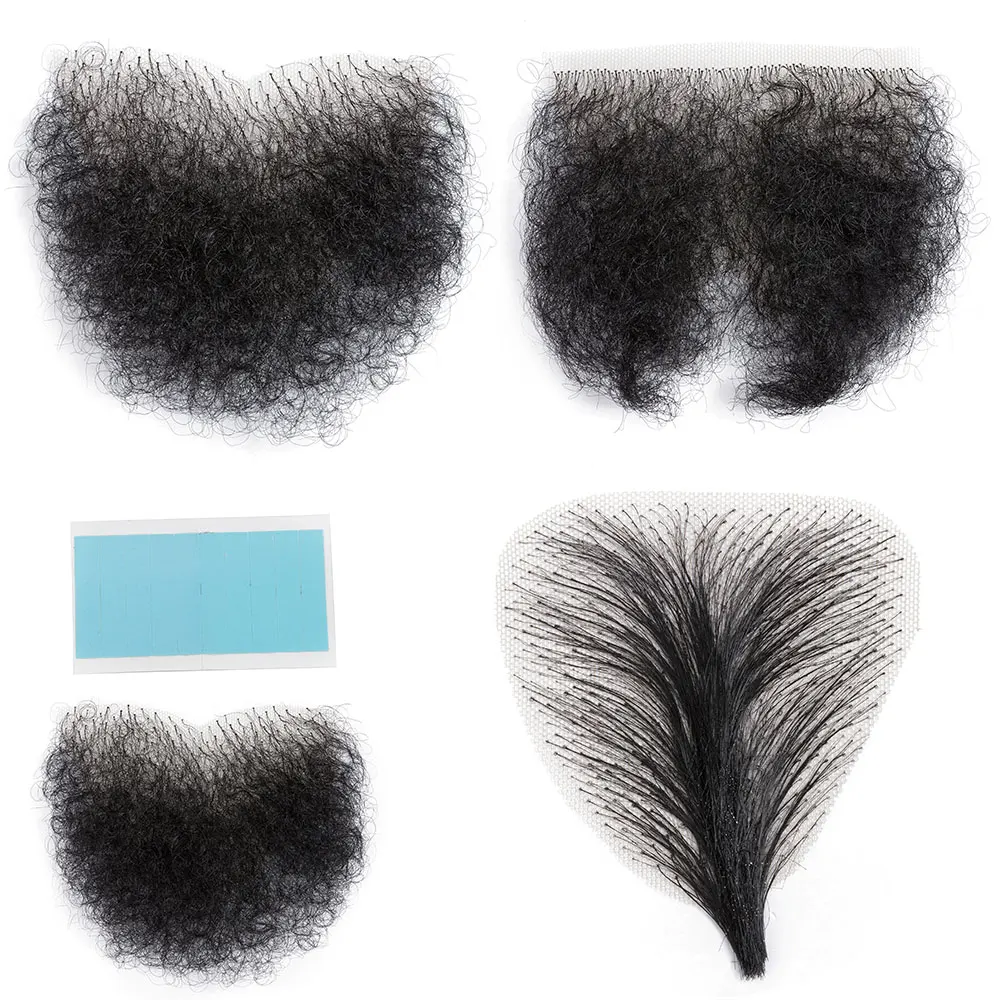 Human Hair Pieces Private Hair Handmade Simulation of Men Chest Hair Fake Mustache for Men and Women Sexy Body Hair Armpit Hair