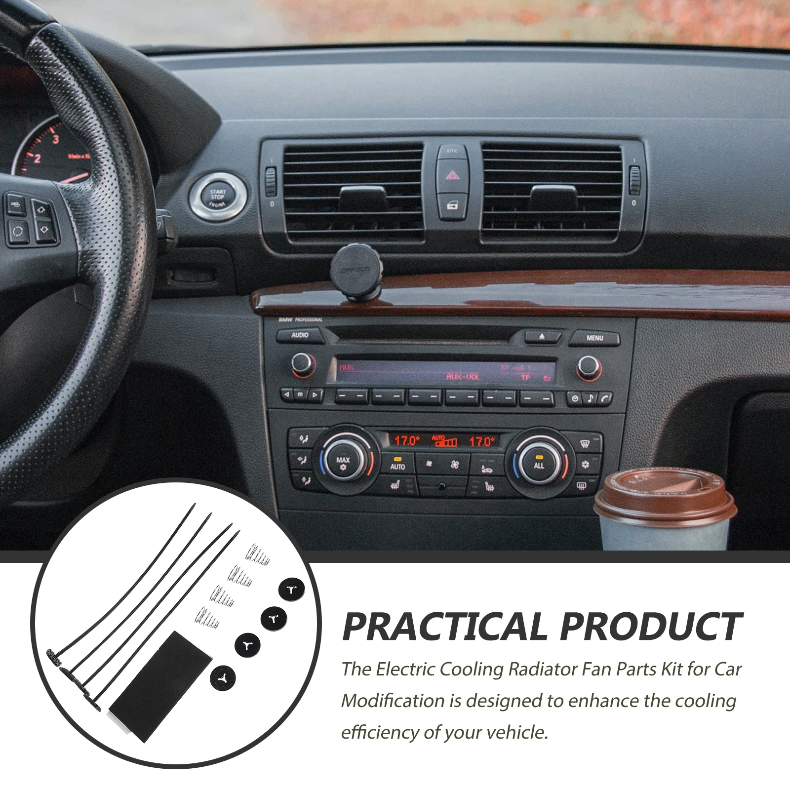 

Electric Cooling Radiator Fan Parts Kit Car Modification Mounting Hardware Plastic Auto Accessories Fans Installation Set