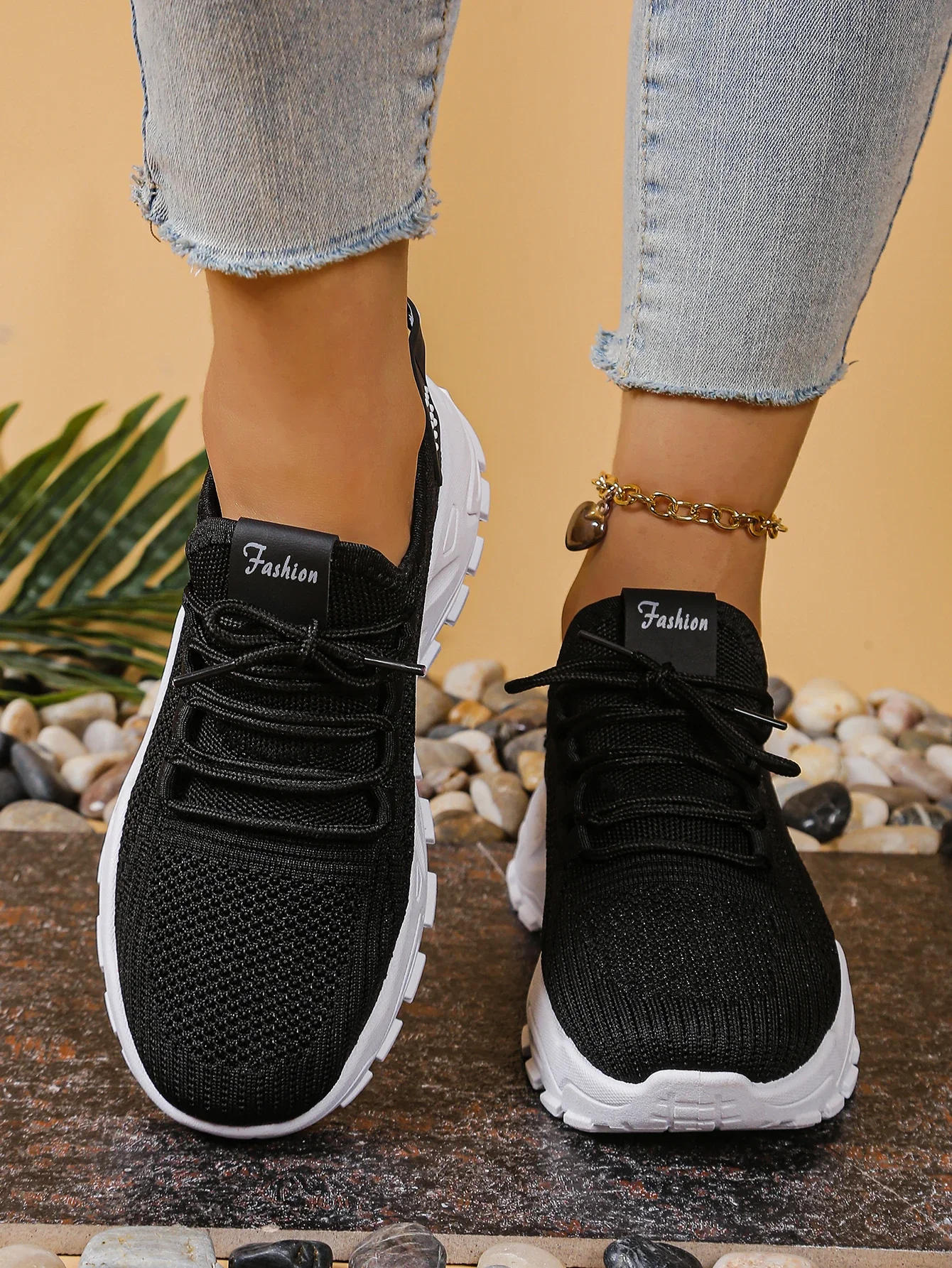 Atmungsaktive Strick-Sneaker, Modische, Bequeme, Rutschfeste Schuhe mit Weicher Sohle für Damen, Outdoor-Wanderschuhe, Kostenloser Versand – Detail 4