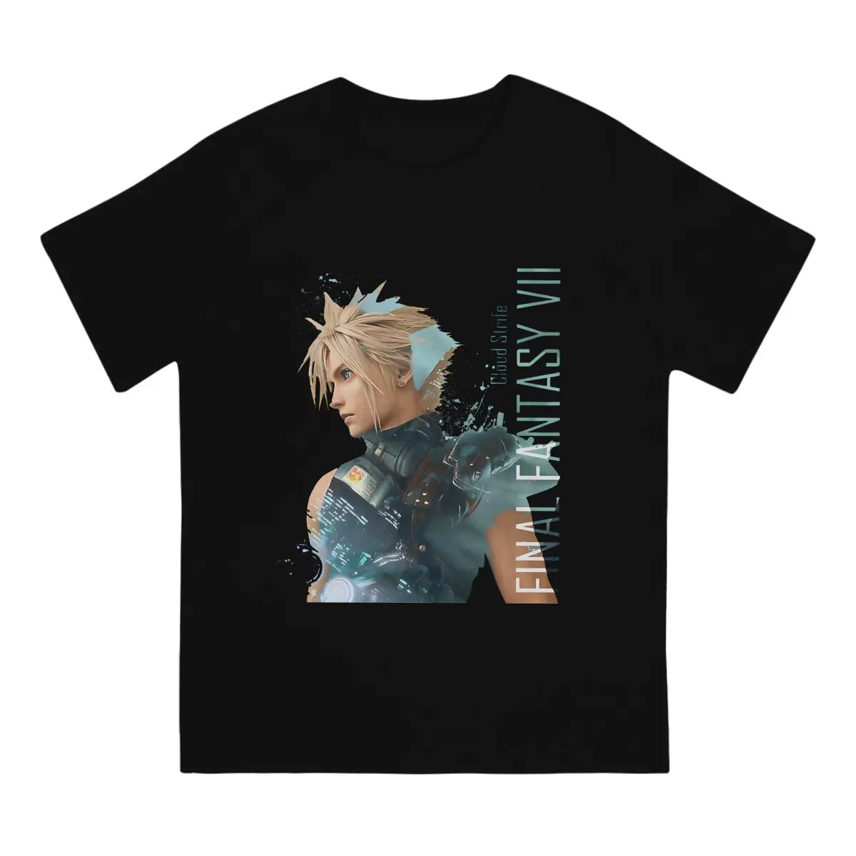 Cloud Strife T Shirt for Men 100% Cotton Novelty T-Shirts Round Neck Final Fantasy Tee Shirt Short Sleeve Clothing Unique