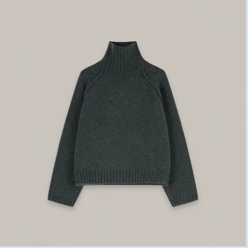 24 Year Autumn/Winter New Thick Knitted Loose Women\'s Sweater with High Collar Wool