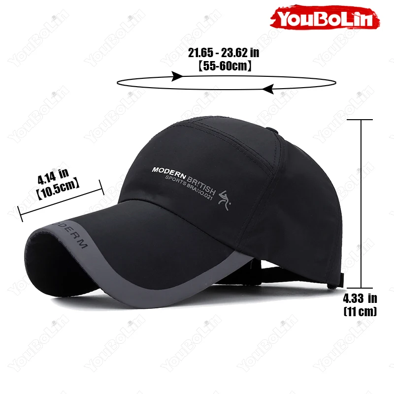 Quick Dry Baseball Cap Long Brim Waterproof Solid Color Hat for Outdoor Activities Sports