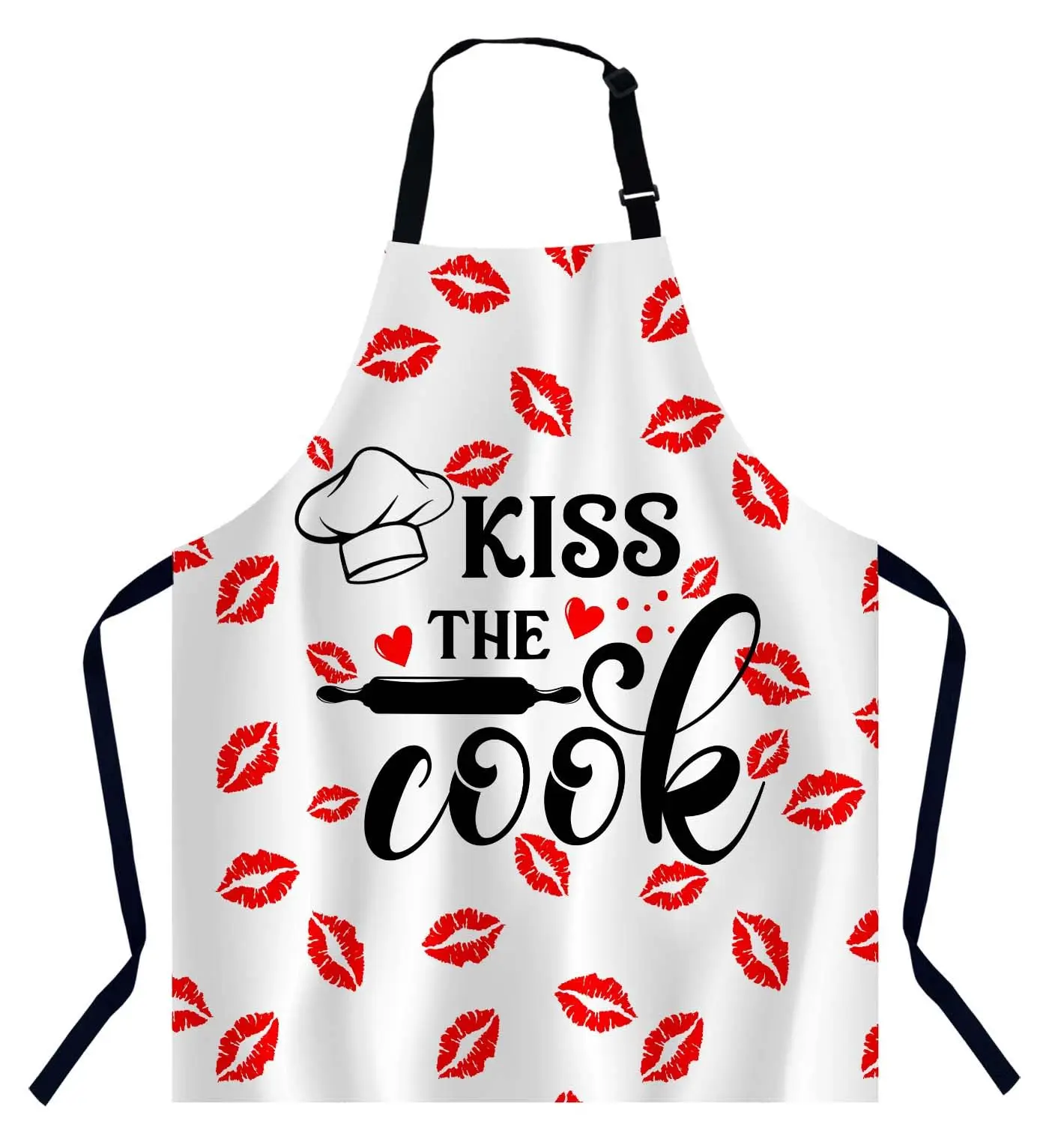 

Kiss The Cook Bib Apron with Adjustable Neck for Men Women,Suitable for Kitchen Cooking Chef Grill Bistro Apron
