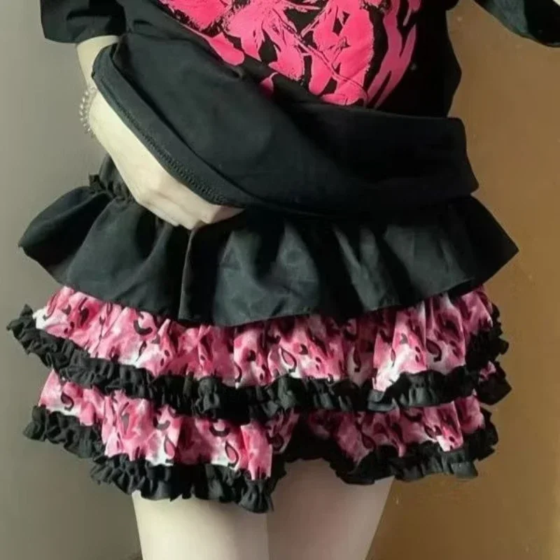 Y2k Japan Style Kawaii Short Party Skirt Punk Gothic Streetwear Cake Skirts 2000s Harajuku Vintage Hot Girl Leopard Mini Skirts