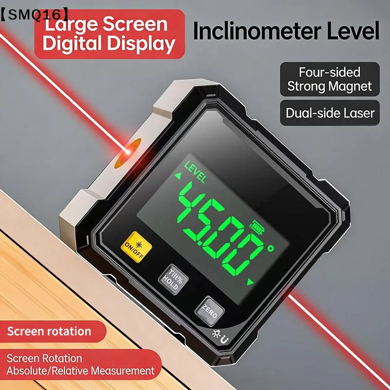Accurate Measurement Level Four Sided Magnetic Suction Double-sided Laser Tilt Angle Box Small Electronic Angle Ruler Slope【SMQ】