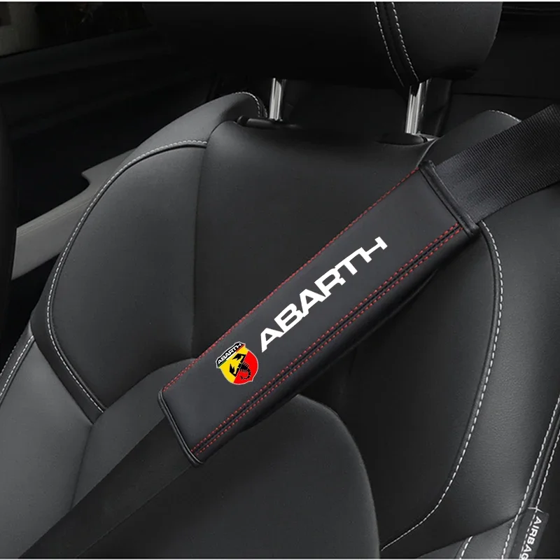 For Fiat Abarth 595 Abarth 500 Abarth 124 Spider 1pc Cowhide Car Interior Seat Belt Protector Cover For Car Auto Accessories