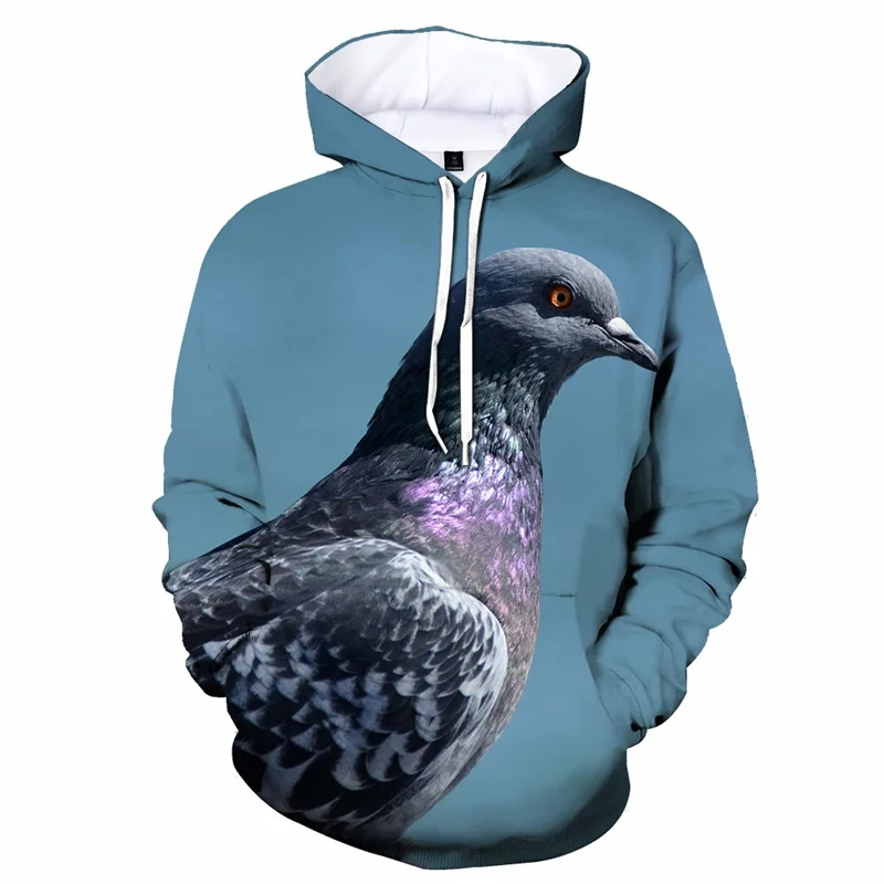 3D Print Birds Pigeon Hoodies For Men Animal Graphics Oversized Hoodie 2023 New Pullover Breathable Long Sleeve Coat Sweatshirt