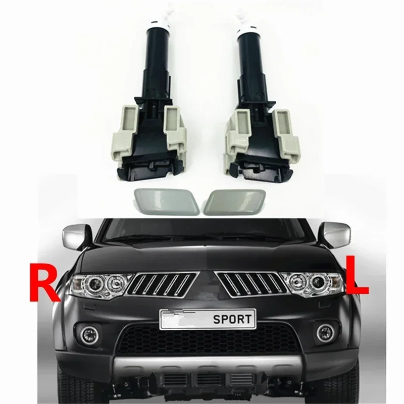 Car Headlight Washer Nozzle With Bracket Spray Cover For Mitsubishi Pajero Montero Sport 2008-2014 L200 2009-2013