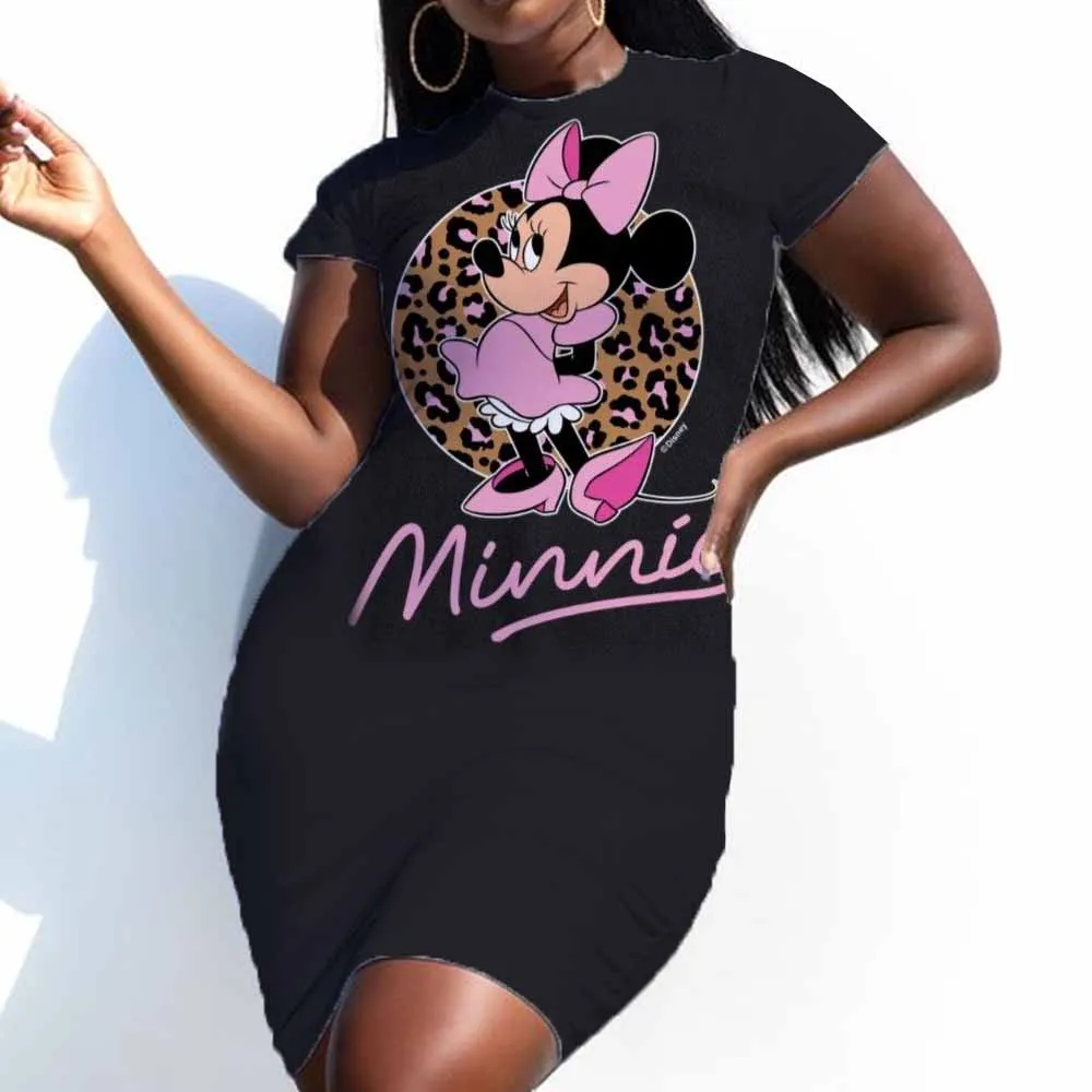 2024 Elegant Dresses for Women Top Sexy Slim Fit Minnie Mouse Tight Women\'s Dress Casual Disney Cartoon Fashion Print Mickey 5XL