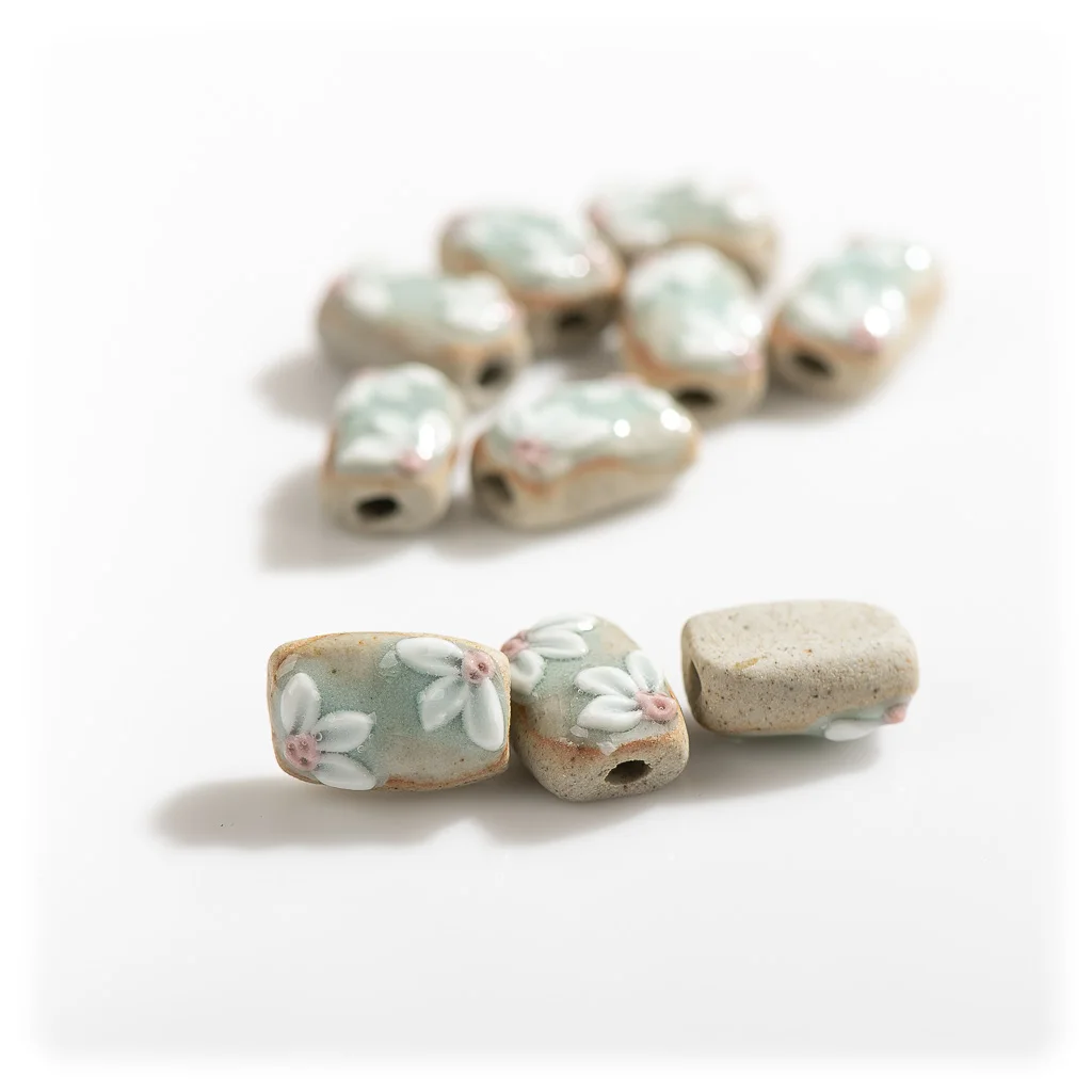 17#Manual mud Pottery Beads  Handmade Vintage flower Special Ceramic Pendant Jewelry Part For Necklace Bracelet #XN101
