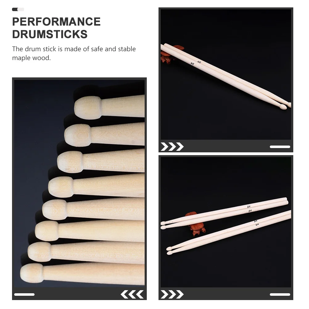 

2 Pairs Maple Sticks Performance Drumsticks Wooden Musical Universal Instrument Percussion Accessories