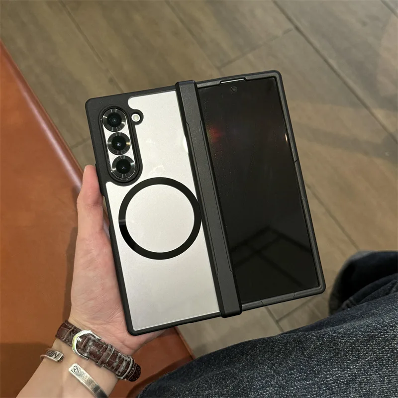 

Transparent Magnetic Phone Case for Samsung Galaxy Z Fold 7 6 5 4 Protective Back Cover for ZFold5 ZFold6 ZFold7 Case Shell