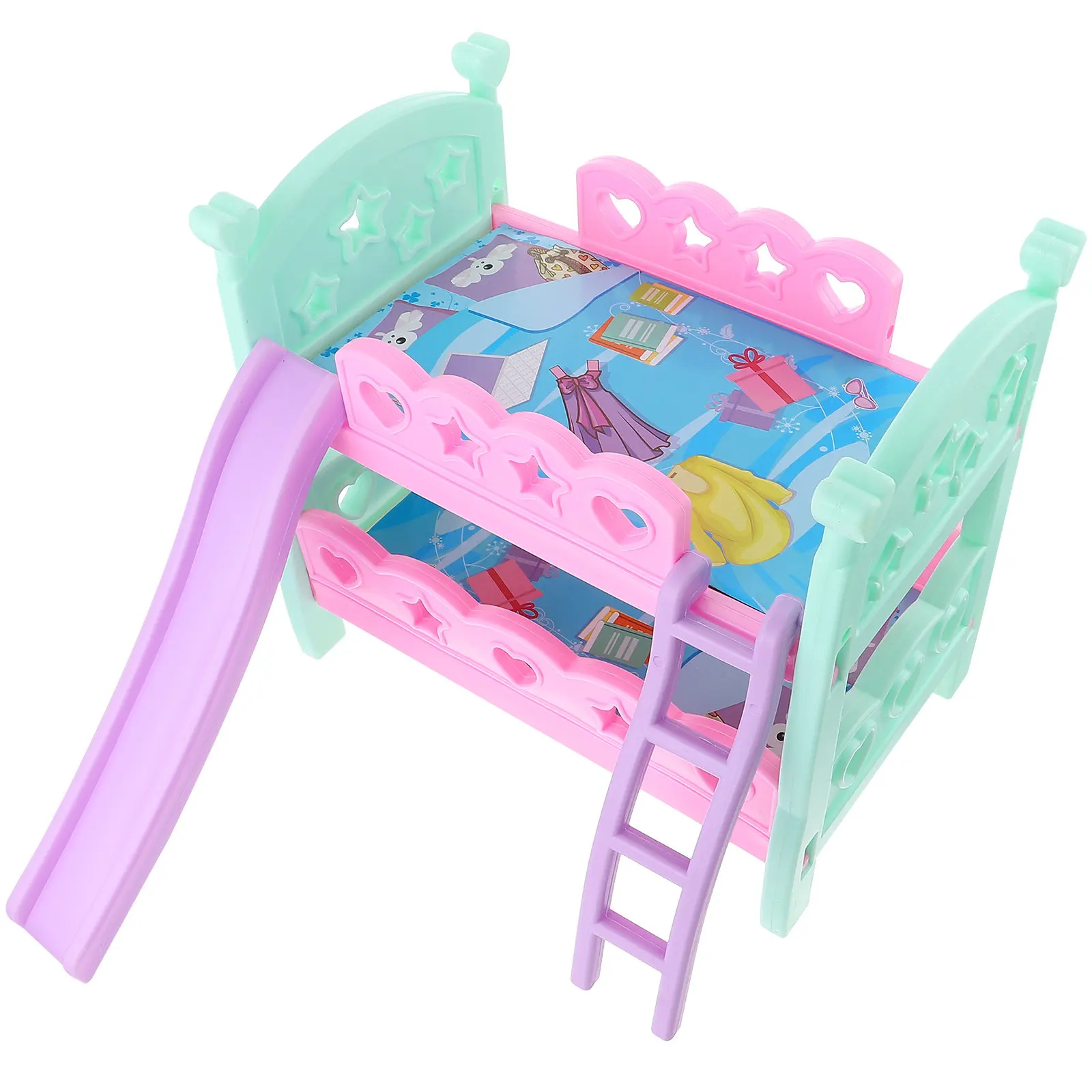 mini-letto-a-castello-decorativo-semplice-e-resistente-all'usura-arredamento-per-mini-casa-e-scenari-di-gioco-per-bambini