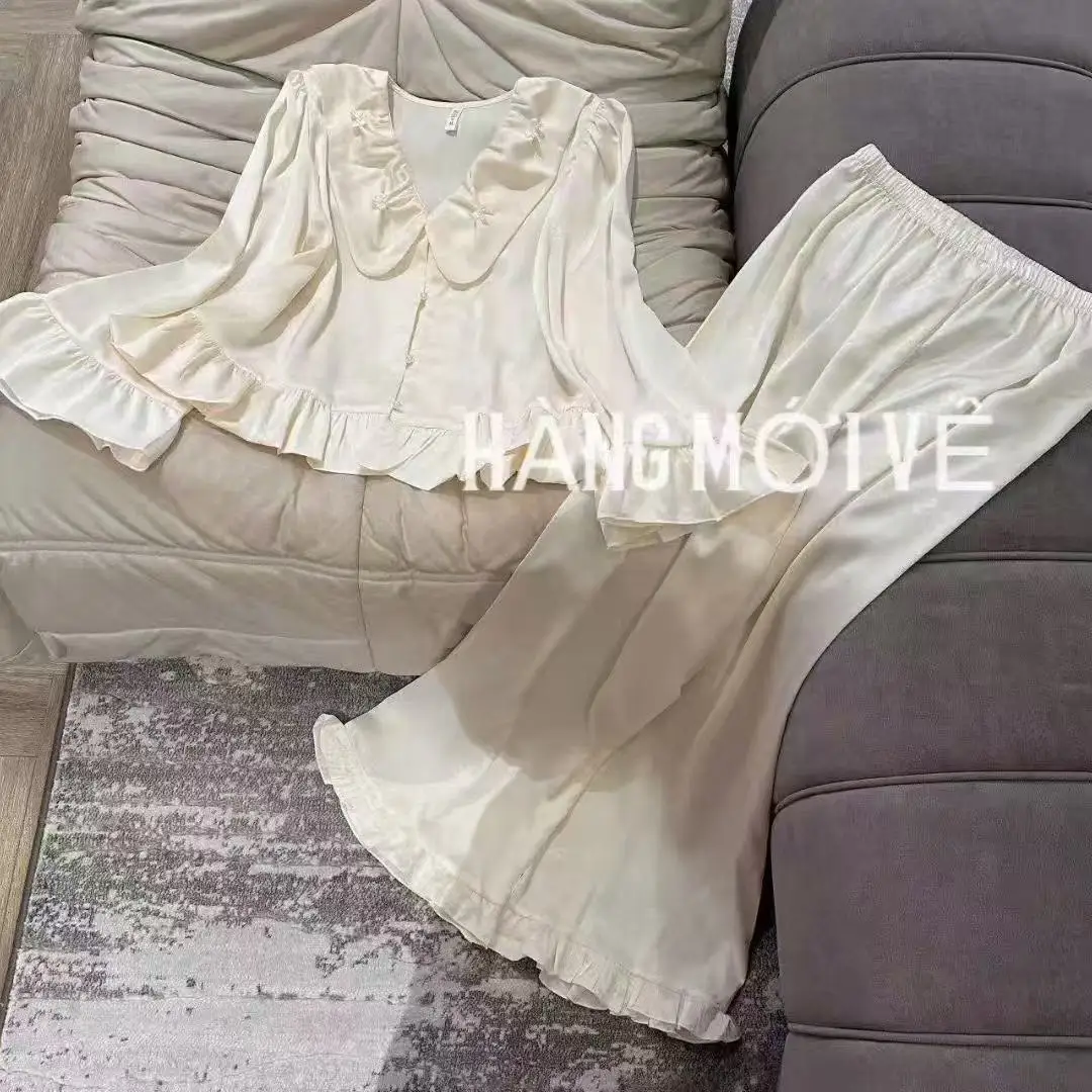 

Бархатная женская одежда для сна, пижамный комплект из 2 предметов, осенне-зимняя новая ночная рубашка, пижамный костюм, свободная повседневная домашняя одежда, одежда для дома