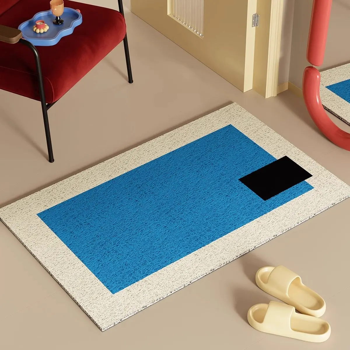 

Welcome Entrance Rug PVC Door Mat Absorbs Dirt Cuttable Hallway Mat - Eco-Friendly Floor Mat for Home