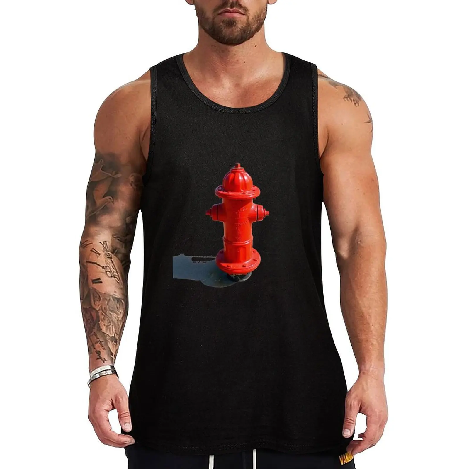 

RED FIRE HYDRANT Tank Top T-shirt man summer clothes Men's gym clothing Men's sports t-shirt