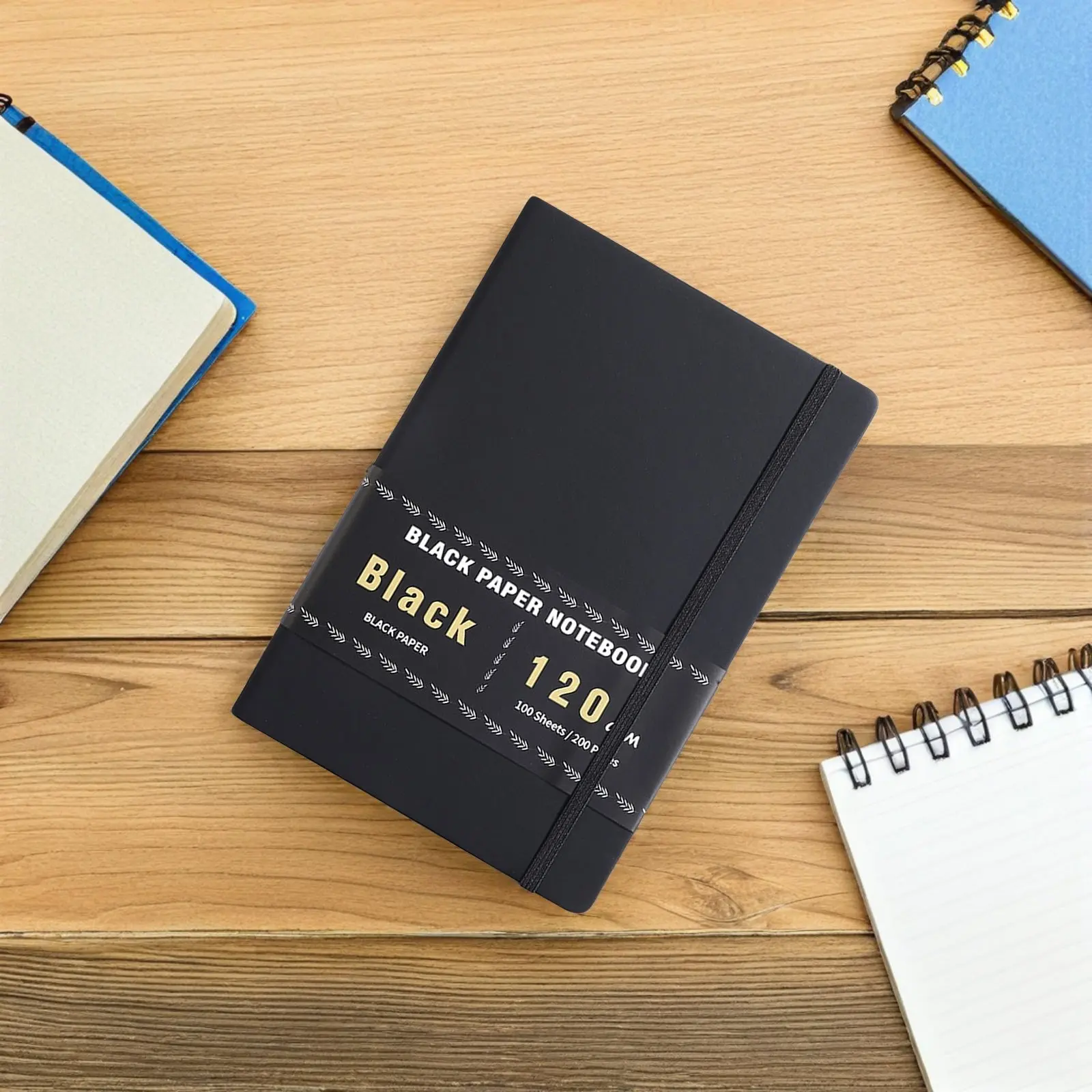 portable-planner-notebook-notebooks-for-work-black-paper-gel-pens-blank-seniors-notepad
