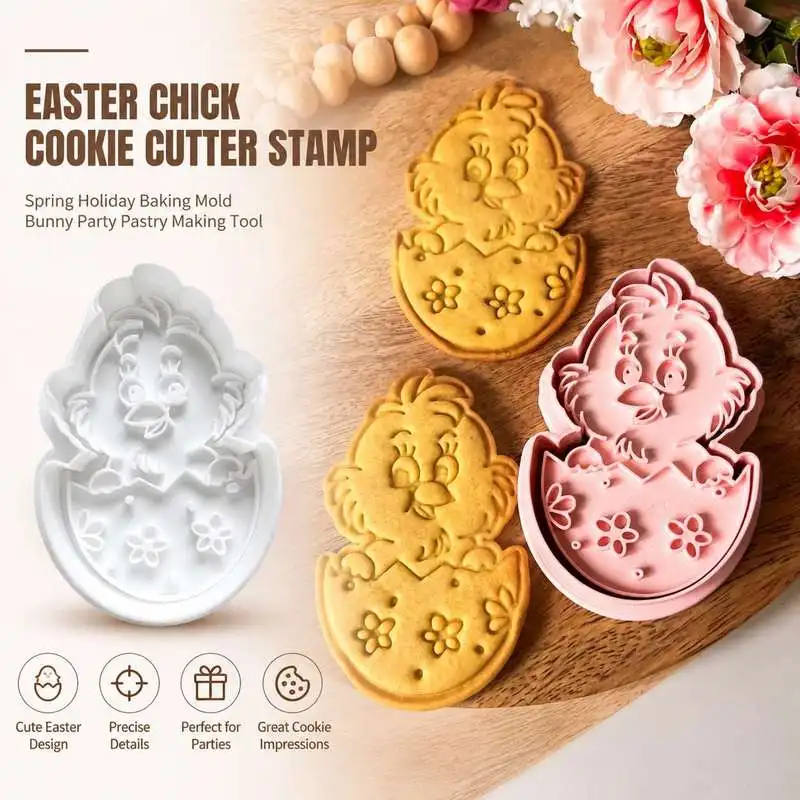 Spring Easter Chicken Biscuit Mold Stamp Festive Season Dough Embossing Baking Accessory