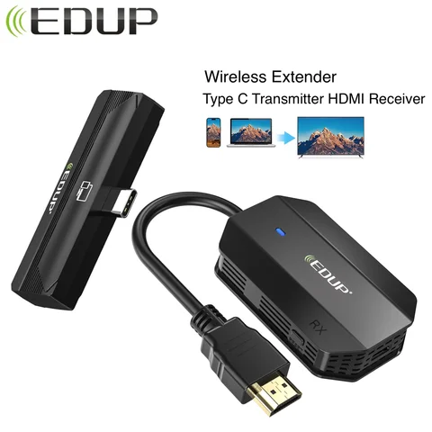 EDUP 무선 익스텐더 HDMI 수신기 유형 C 송신기 HDTV 프로젝터 모니터에 비디오 스트리밍을 위한 스마트폰 태블릿 노트북