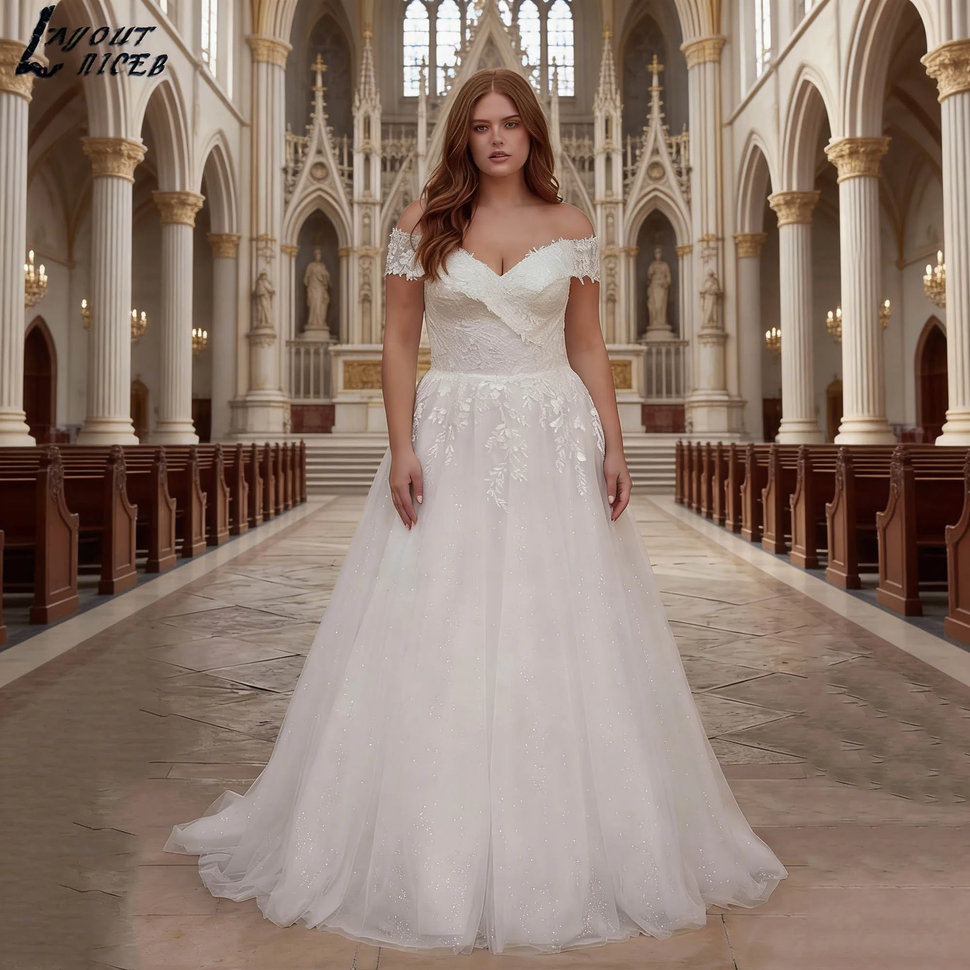 

Customized Plus Size Off Shoulder Appliques Wedding Dress A-Line V-neck Bridal Gown For Curvy Brides Elegance vestidos de novia