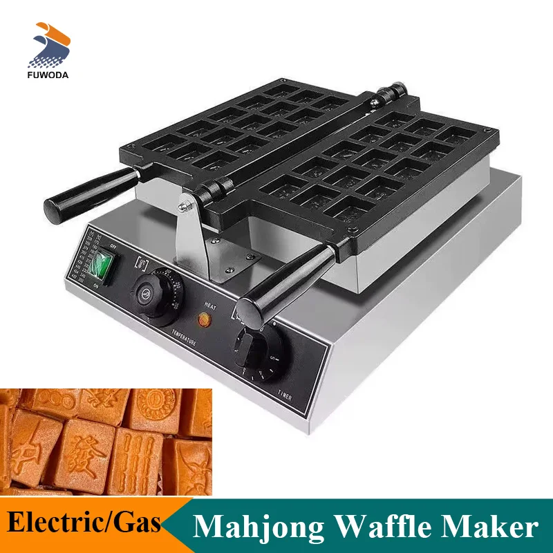 Professional Mahjong Pattern Waffle Maker Gas or Electric Square Waffle Making Baking Machine for Commercial Shop