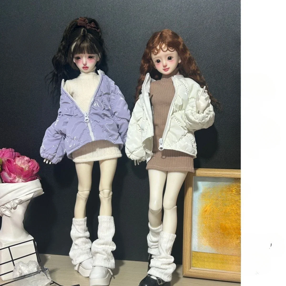 

1/4 Doll's Clothes Suit for 45cm Bjd Doll,cotton Jacket Coat+dress Diy Girl Toys Dress Up Play House Doll Accessories,no Doll
