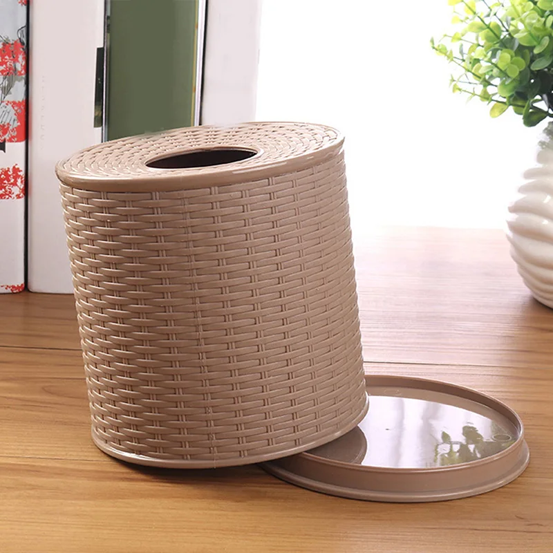 Plastic Tissue Box Holder Kitchen Living Room Simulation Rattan Tissue Storage Box Toilet Bathroom Roll Paper Rack Container