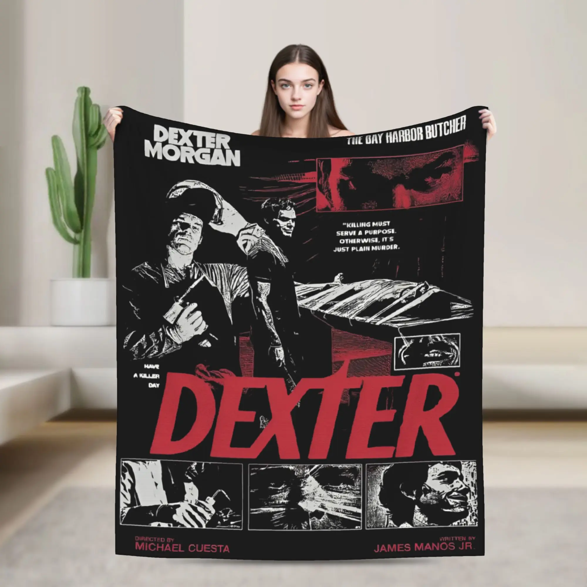 ديكستر مورغان غطاء بطانية فيلم رعب الصوف رمي بطانية المنزل الأريكة المحمولة لينة الدافئة المفارش ،