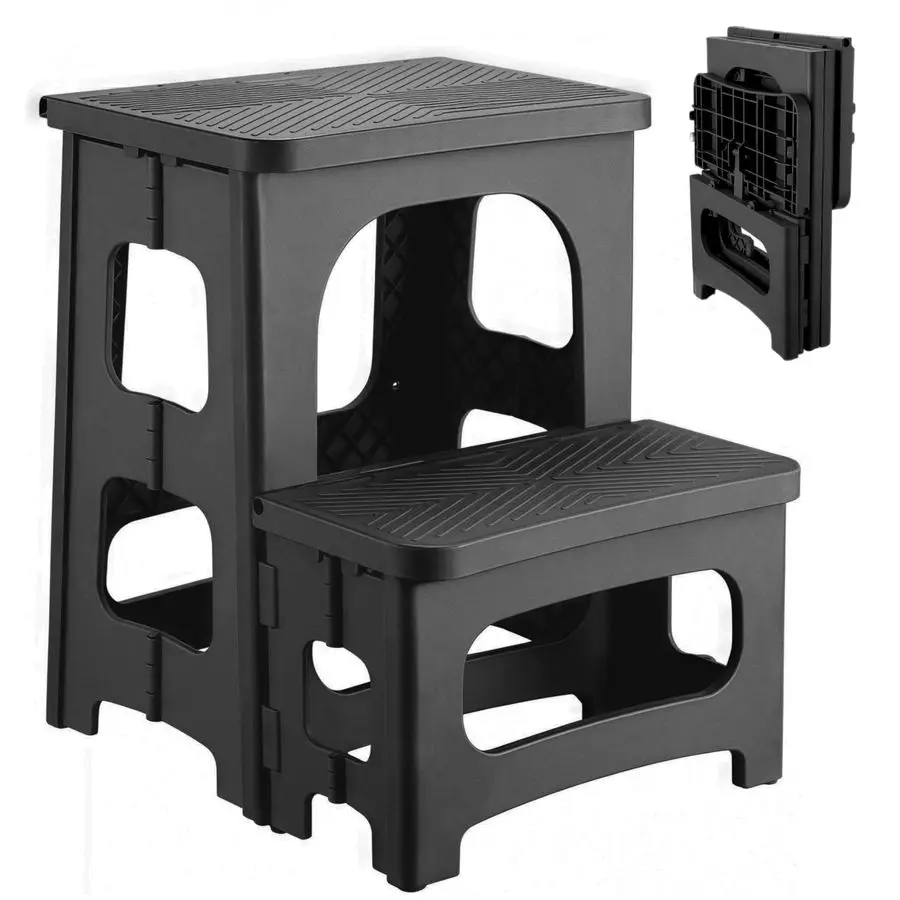 Taburete Plegable de 2 Escalones, Antideslizante, para Adultos y Niños, Taburete de Plástico, Escalera para Piscina, Taburetes Plegables de 2 Escalones