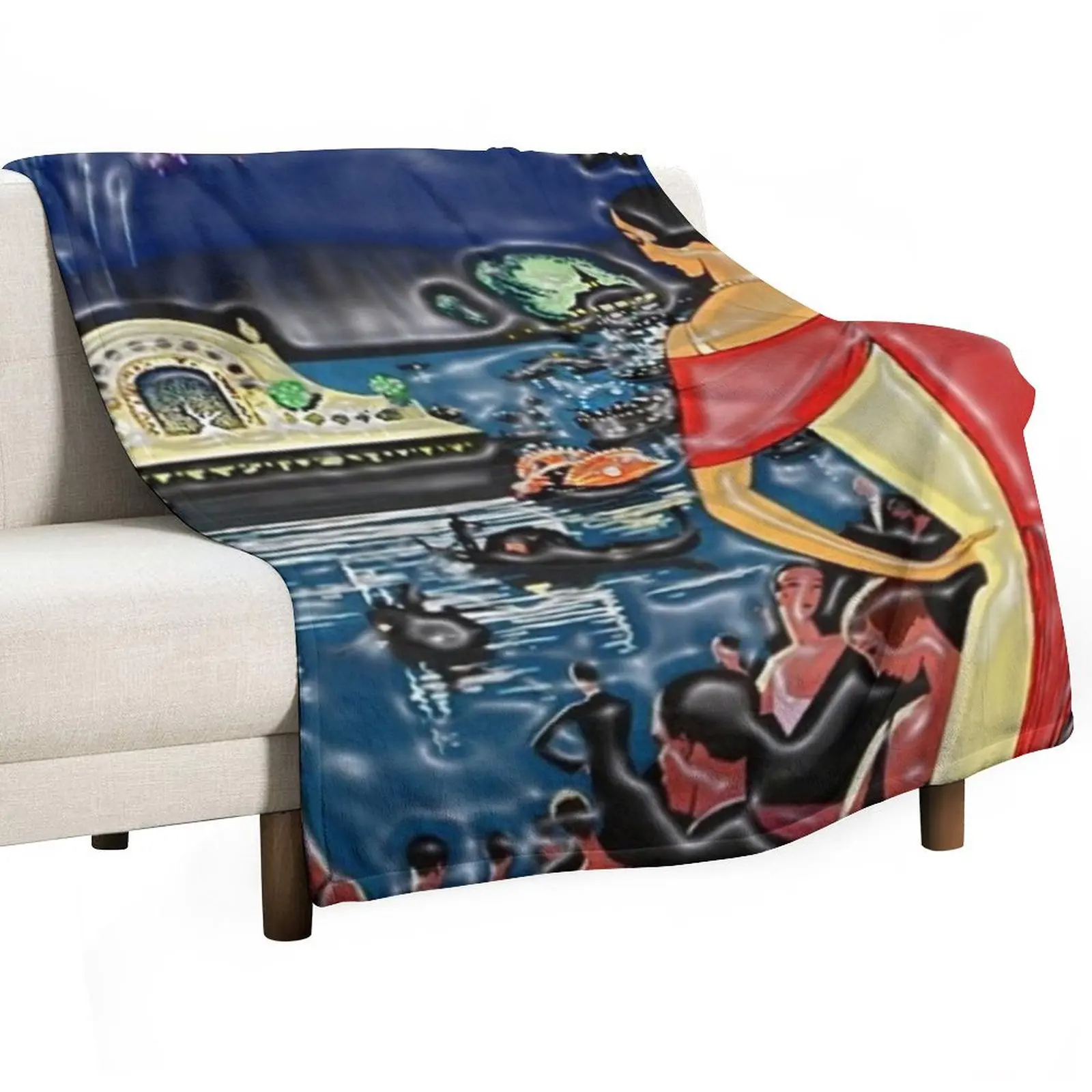 1926 Vichy French comite des fetes Vintage Lithograph Advertising Wall Art Style 1. Throw Blanket cosplay anime Blankets