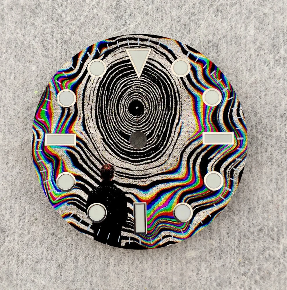 NH35 Dial 28.5mm 3D Pattern Creative Colour Dial Fit NH35/NH36 Movement Watch Parts Replacement Custom LOGO