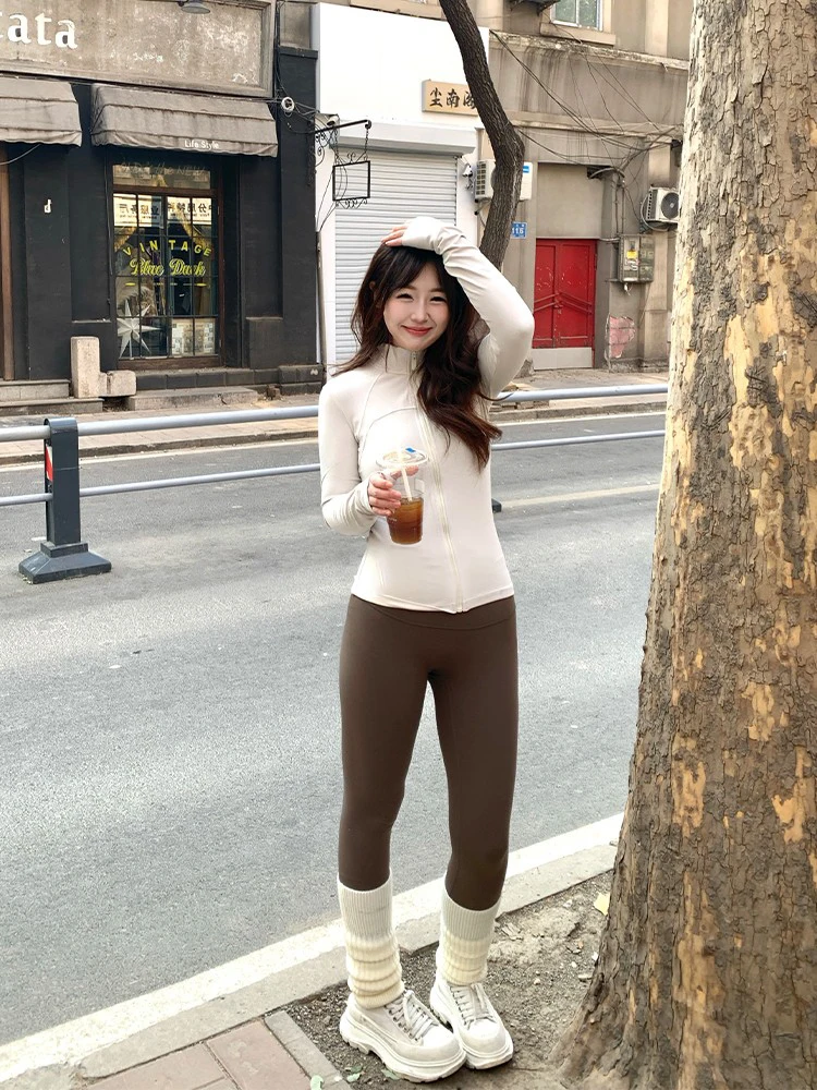 رائجة البيع الخريف الشتاء الرياضة طماق سميكة الدافئة رياضة اليوغا السراويل النساء عالية الخصر الجوارب سراويل رياضية تشغيل السراويل #6