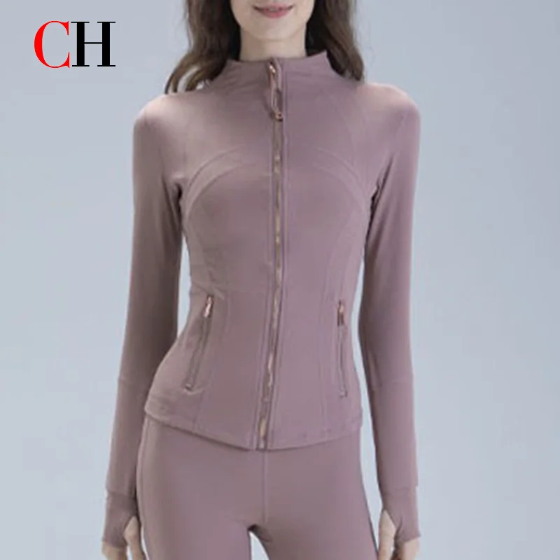 CH Women Zip Up Workout Jacket Yoga Jacket Slim Fit Fitness Gym Running Activewear Sportswear Pilates Training Long Sleeve Top