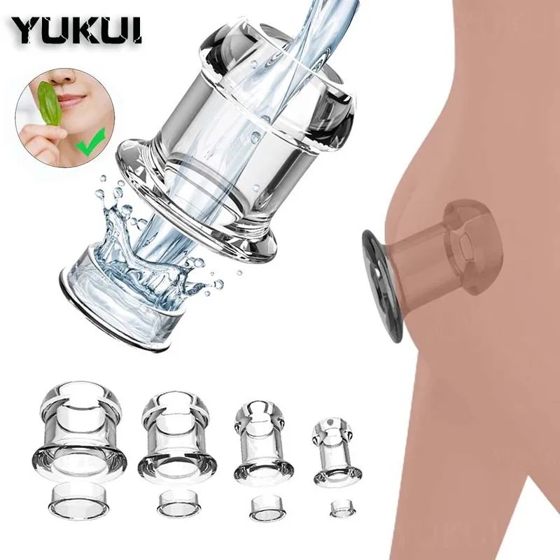 Hollow Anal Plug Peeking Anal Bead Butt Plugs with Stopper Expander Tunnel Transparent Anus Dilation Sex Toys For Women Gay 18+