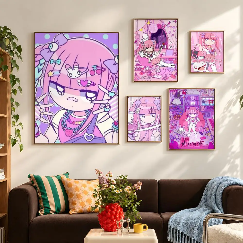 Character Menhera chan Nanase Kurumi Poster Self Adhesive PP Wall Art HD Gaming Room Bedroom Living Room Decor Apartment Gift