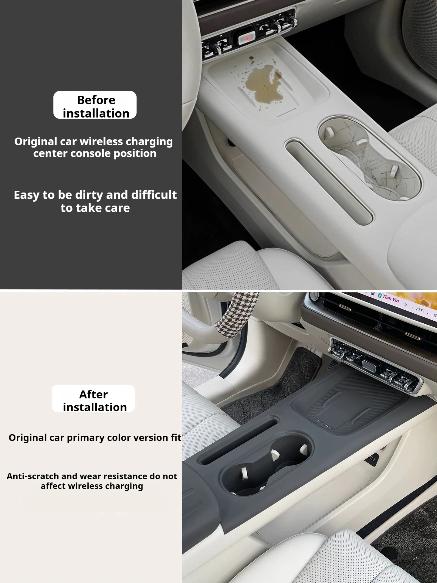 Silicone Console Mat Star Night Gray Dustproof Interior Pad with Cup Phone Slot Wireless Charging For 2026 GWM ORA 5