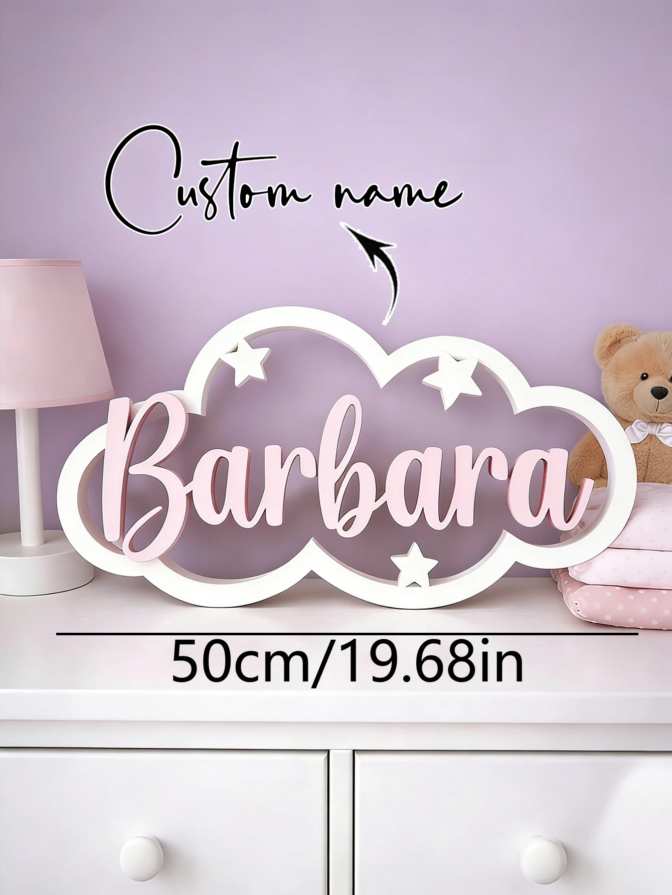 カスタムクラウドスターウッドネームサイン3Dレイヤードネーム - Baby Nursery Equipment のレビューと価格